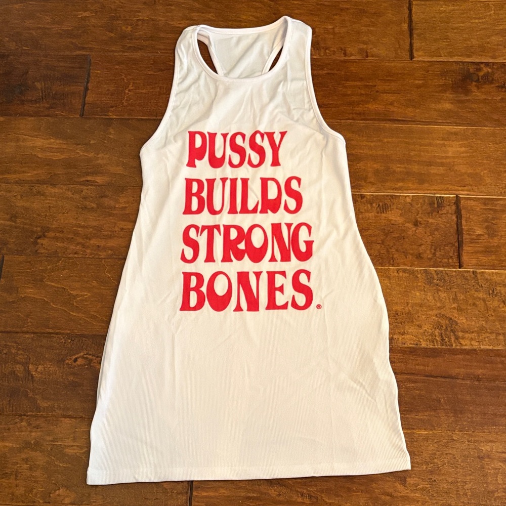 White Tank Top with Red Text